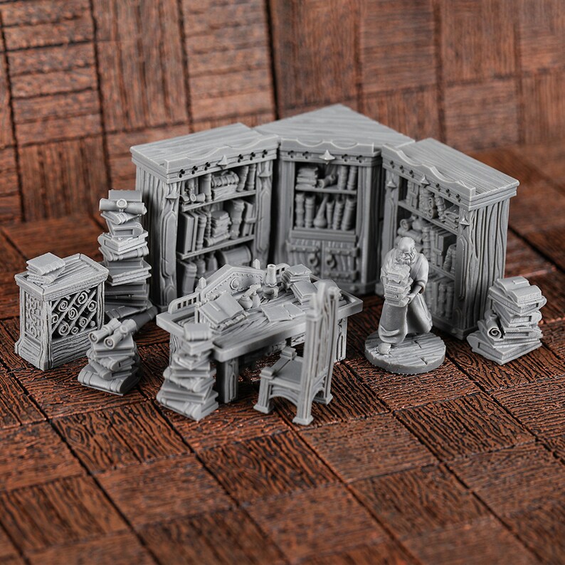 Dnd Library Small DND Library Furniture Set - Dnd Miniature Terrain Immersive Role ...