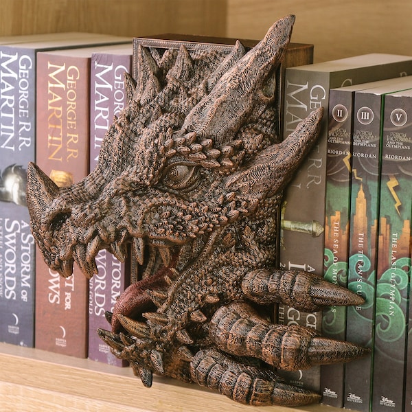 Dragon Book Nook, Tabletop Fantasy Role-Playing Props, Unique Sculptural Bookshelf Decorations For Book Lovers, Halloween And Horror Fans