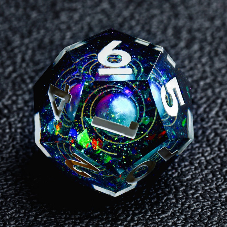 Galaxy Würfel Set DND, Harz Sharp Edge Würfel, Handgemachte Polyedrische Würfel Coole Einzigartige Würfel für Tabletop Spiele, Dungeons and Dragons, Brettspiele Bild 6