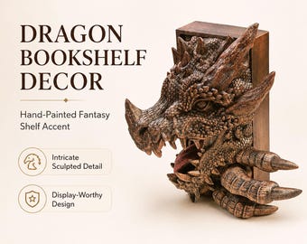 Cantinho de Leitura Dragão, Decoração de Estante Impressa em 3D com PLA