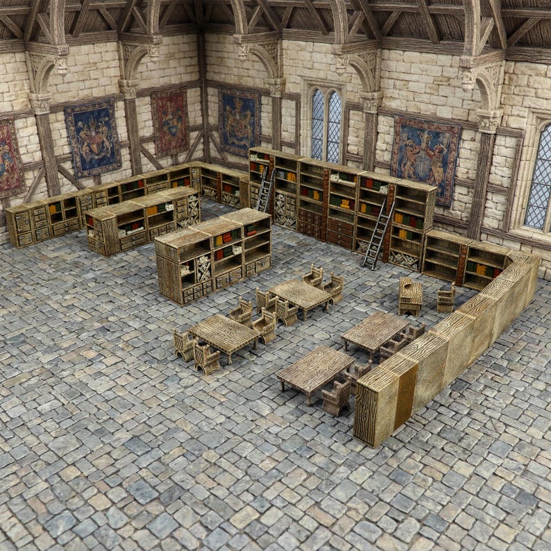 DnD Terrain Library Furniture | Miniature Wargaming Pathfinder D&D Tabletop Games Role Playing Game image 7