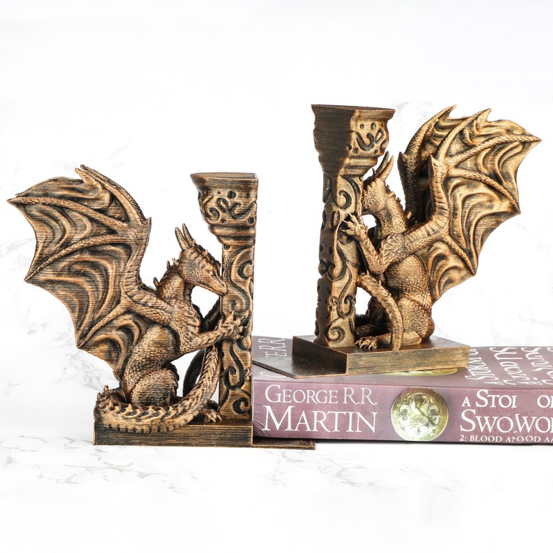 Hand Painted Dragon Bookend Unique Gift for Fantasy Lovers image 7