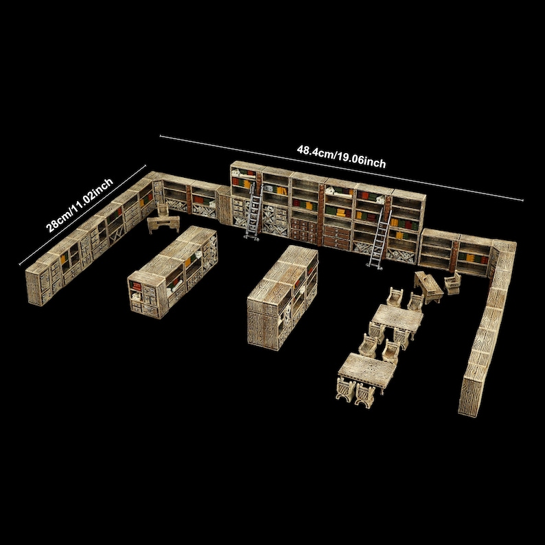 DnD Terrain Library Furniture | Miniature Wargaming Pathfinder D&D Tabletop Games Role Playing Game image 5