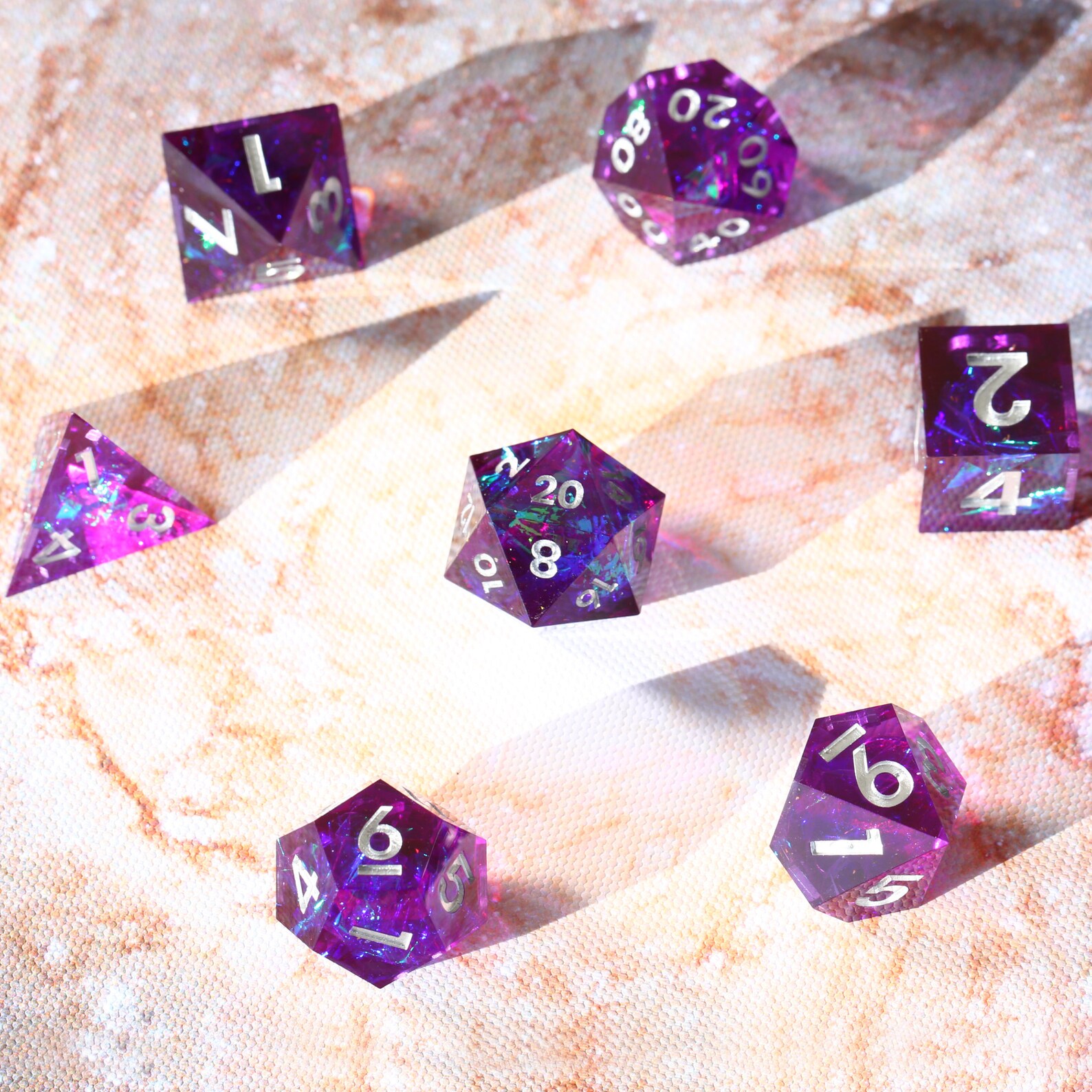 Galaxy Dice/ DND Dice Sets/ Sharp Edge Dice/ Violet Color RPG Etsy