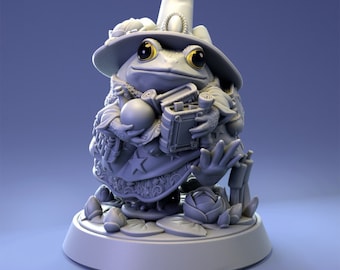 Frog Wizardess Miniature, Unpainted Miniatures, TTRPG Minis For Tabletop RPGS