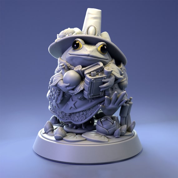 Frog Wizardess Miniature, Unpainted Miniatures, TTRPG Minis For Tabletop RPGS