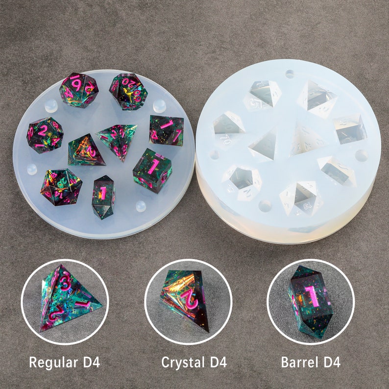 9 stuk scherpe rand polyhedrale dobbelstenen schimmel DND dobbelstenen schimmel siliconen dobbelstenen schimmel voor bordspellen hanger kristal D4 afbeelding 2
