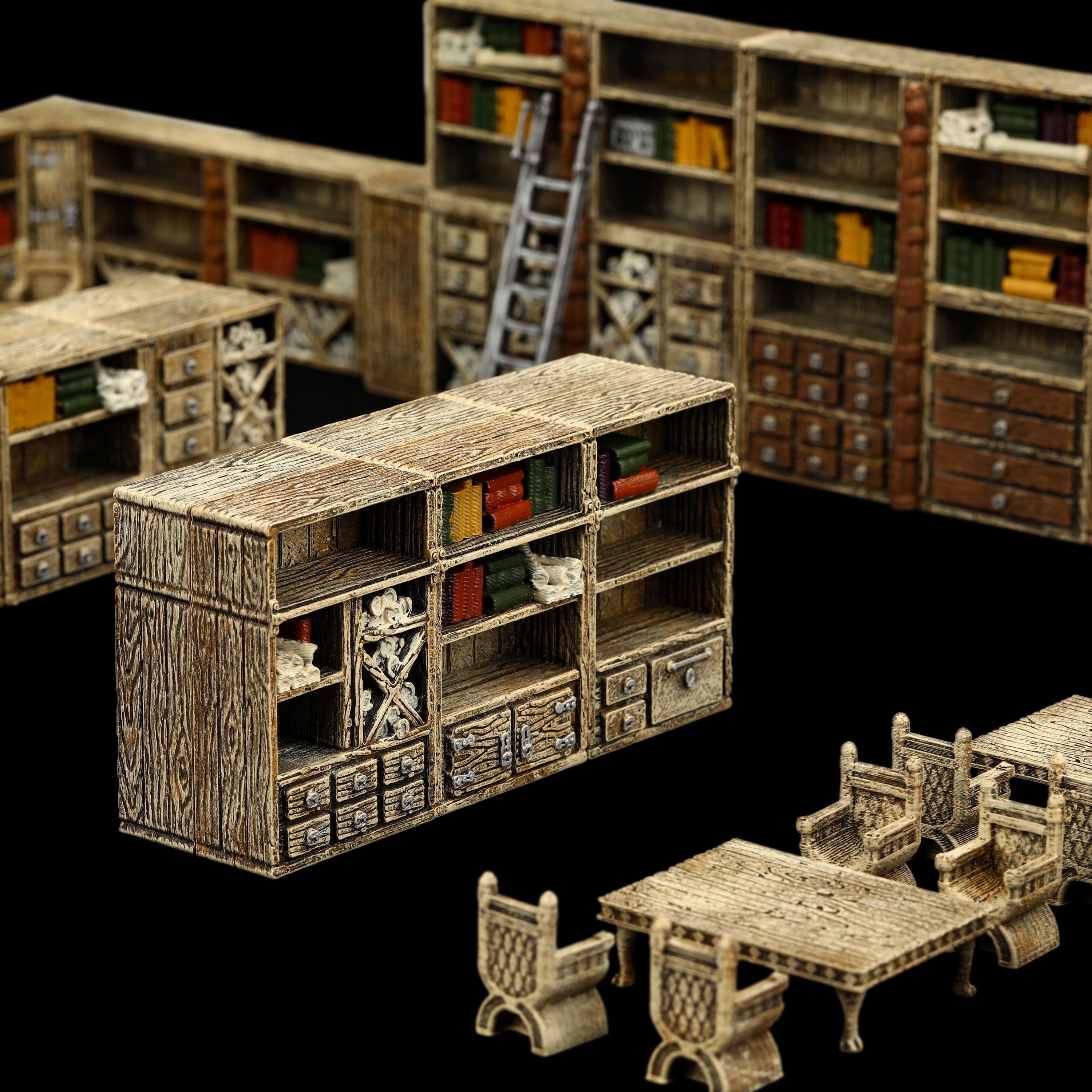 Dnd Library Small Dnd Terrain Library Furniture | Miniature Wargaming Pathfinder D&D ...