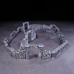 Dungeon Wall Ruined Stone Wall Map Building Tile Set Scenery DND Terrain 3D Printed 28/32mm Scale RPG Fantasy Games Tabletop Game