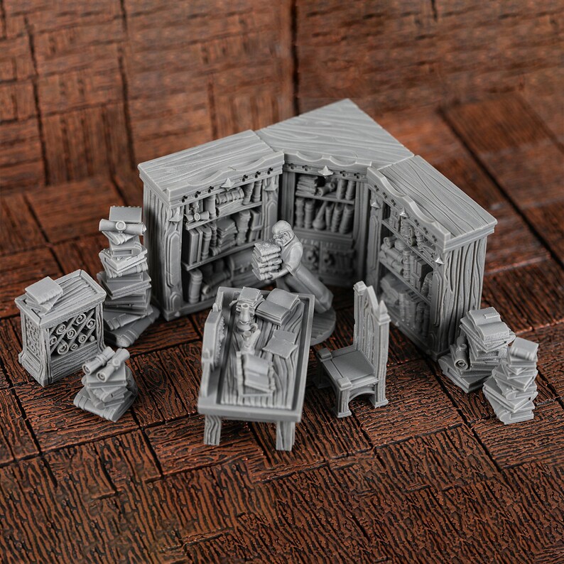Dnd Library Small DND Library Furniture Set - Dnd Miniature Terrain Immersive Role ...