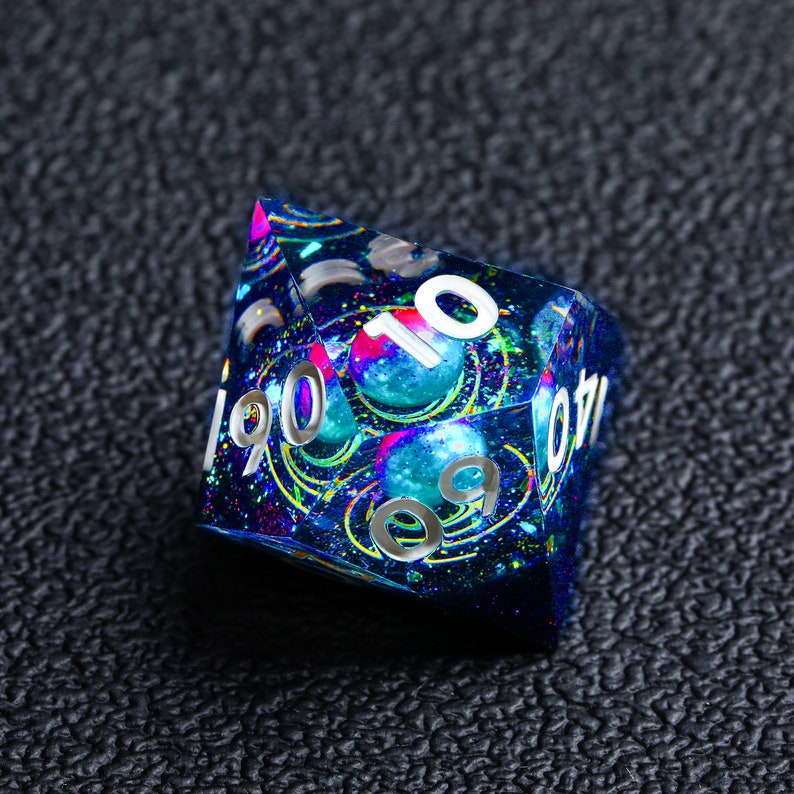 Galaxy Dice Set DND, Resin Sharp Edge Dice, Handmade Polyhedral Dice Cool Unique Dice for Tabletop Games, Dungeons and Dragons, Board Games image 5