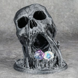 Skull Dice Tower Hand Painted Dice Rolling Tower For Dungeons and Dragons Tabletop Games