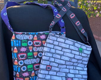 Cute monster reversible cross body with adjustable strap