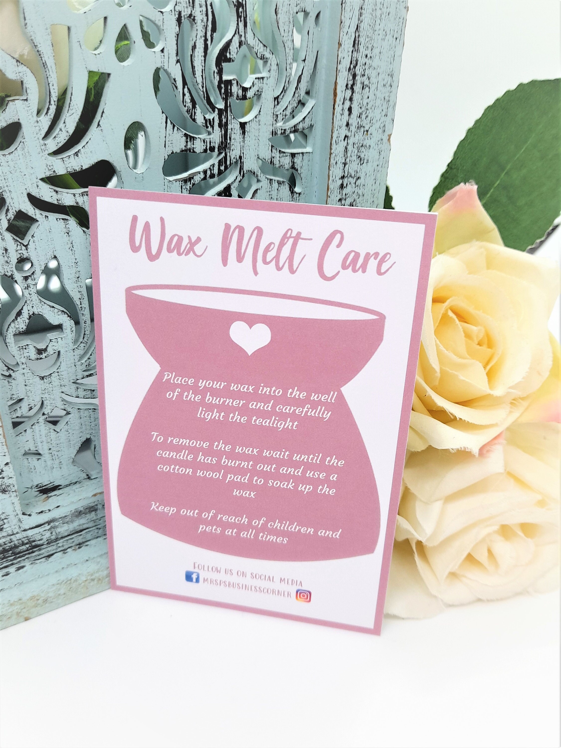 Wax Melt Care Card Wax Melt Instruction Card Wax Melt Etsy UK