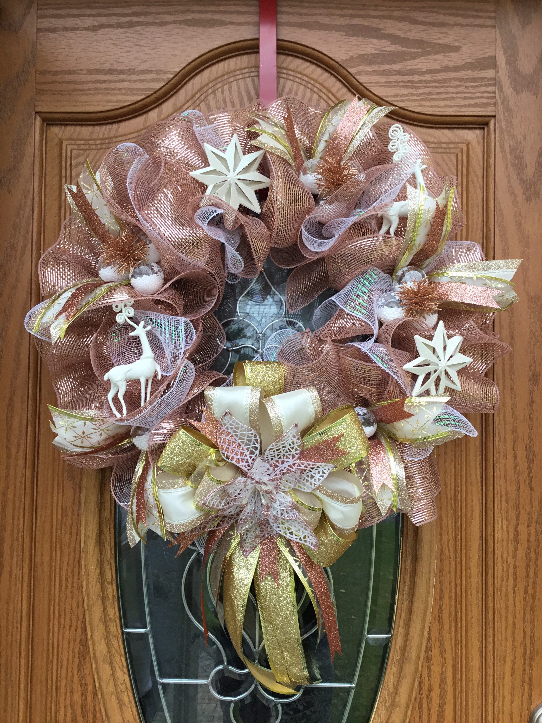 Rose Gold Festive Holiday Wreath Etsy UK