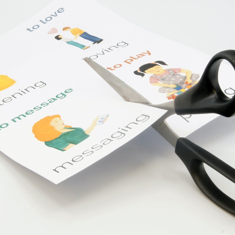 Printable Flashcards Common English Verbs Illustrated Flashcards Etsy