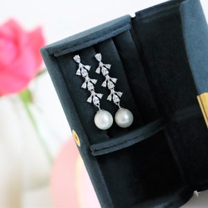 Crystal Drop Pearl Earrings