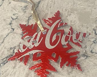 Upcycled Aluminum Can Ornaments - Coca Cola - Snow Flake, Stocking, Tree, Snowman, Reindeer, Ornament  (1)