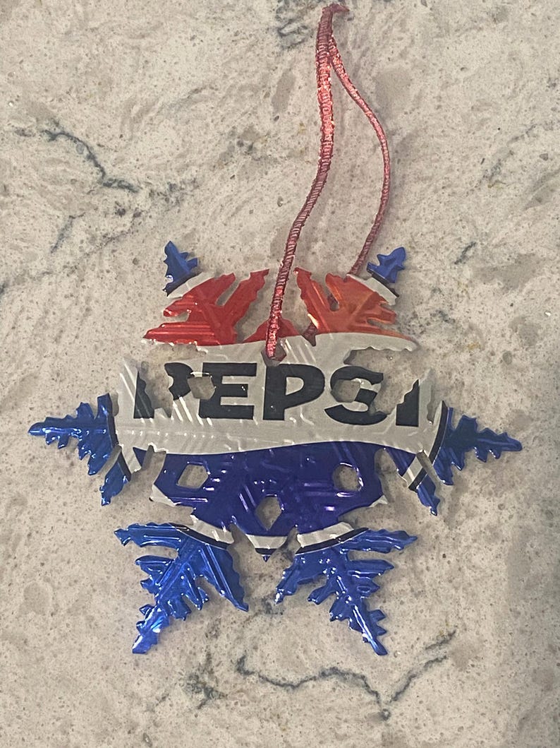 Upcycled Aluminum Can Ornaments - Pepsi - Snowflake, Stocking, Reindeer ...