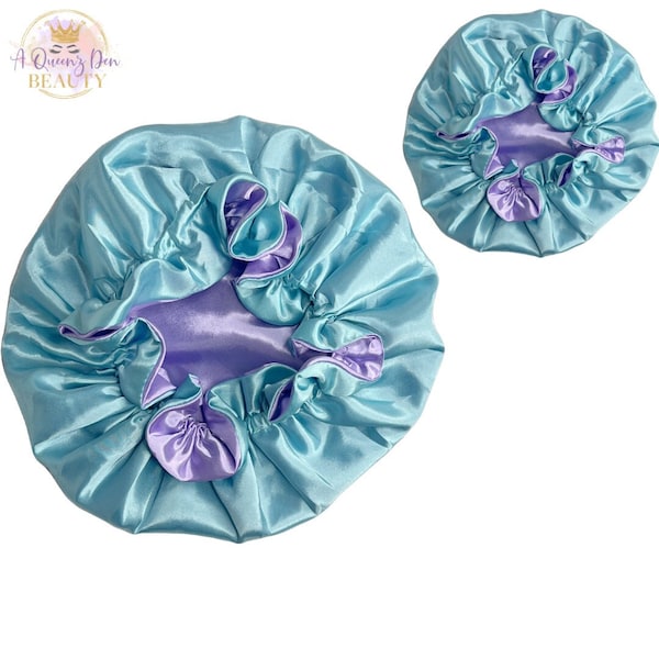 Child Satin Hair Bonnet Little -Girl Toddler Sleep Bonnet - Mommy and Me Satin Bonnets