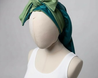 Gorro de satén de doble capa largo: gorro de dormir reversible y sedoso, ajustable, con cintas elásticas.