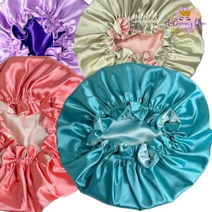 Adult Adjustable Double Layer Silky Satin Bonnet for Natural and Curly Hair_Night Hair Bonnet for Sleeping