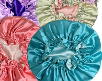 Adjustable Double Layer Satin Bonnet: Reversible Silky Night Hair Cap
