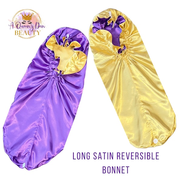 Double Layer Long Satin Bonnet - Stylish Long Satin Bonnet-For Natural Curly Hair Braids Locs