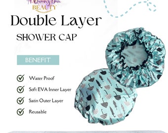 Waterproof Reusable Double Layer Satin Shower Cap