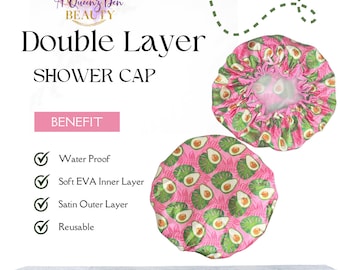 Waterproof Reusable Double Layer Satin Shower Cap