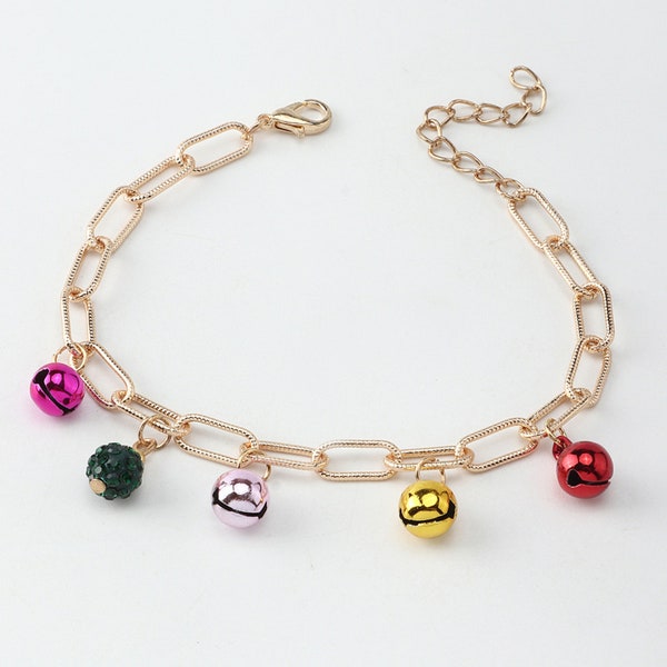 Bracelet cloche Jingle, Bijoux de Noël , Bracelet multicolore Cloche Jingle de Noël, The Kingdom Belle