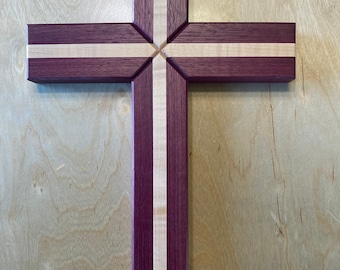 Wooden Cross Exotic Purple Heart 16”