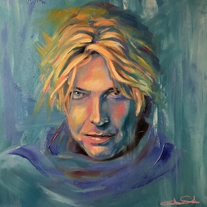 David Bowie print of original painting,rock and roll 70s music
