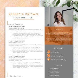 A Professional Word Resume Template with image One Page, pop of color