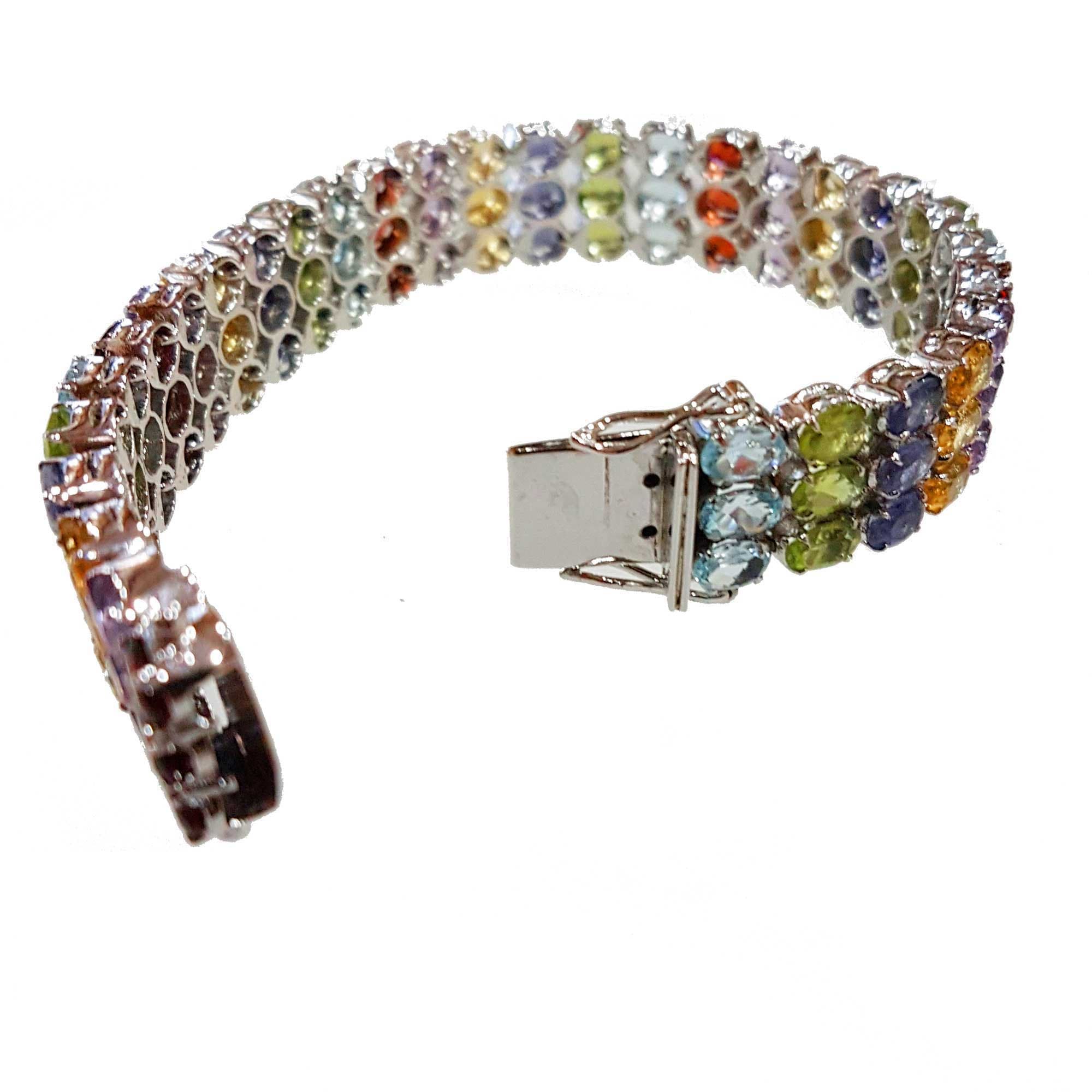 Multi Gemstones Bracelet925 Sterling SilverSlide Clasp Etsy