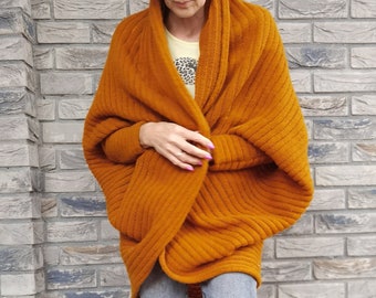 Handmade Merino Wool Cardigan | Loose Knit Womens Sweater