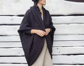 Handmade Wool Cardigan | Oversized Knit, Loose Fit