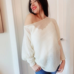 Mohair sweater | Bridal white sweater | White pullover | Knit Mohair Sweater | Bridal shrugs | Bridesmaid chic sweater | White jumper