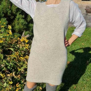 Abito in lana / Abiti caldi da donna sopra il ginocchio / Tunica in lana merino / Fatto a mano