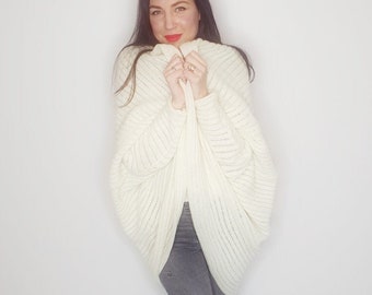 Handmade Merino Wool Oversized Cardigan | Bridal Sweater