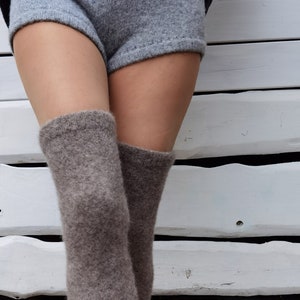 Chauffe-jambes unisexes Chauffe-jambes en laine tricotée faits à la main Au-dessus du genou image 1
