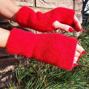 Unisex Wool Wrist Warmers Winter Warm Mittens Pure Wool image 9