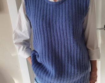 Handmade Wool Knit Sweater Vest | Oversized Sleeveless Top