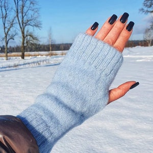 Unisex Wool Wrist Warmers Winter Warm Mittens Pure Wool image 6