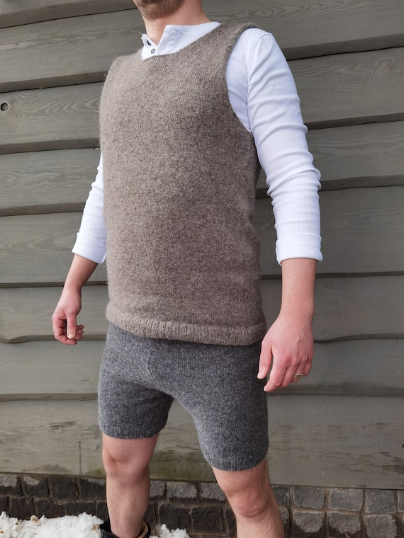 Wool Men Shorts Merino Wool Shorts Hand Knitted Shorts Unisex Wool