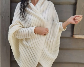 Cardigan en laine | Designer Warm Womens Cardigan | Cardigan long | Pull en laine mérinos | Cardigan tricoté | Cardigan ample | Pull en laine