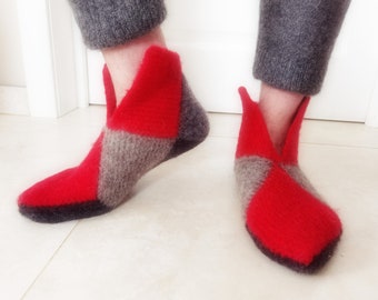 Unique Gift| Woolen slippers| Warm Winter | Women's slippers | Wool slipper | Red slipper| Men's slipper| Unisex slipper|Valentines day Gift