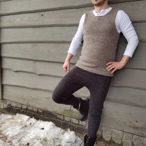 Pantalon chaud en laine unisexe Vêtements en laine faits à la main image 6