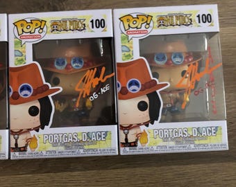 Autographed One Piece Ace Funko Pop #100 Signed by Jesse Hooker 