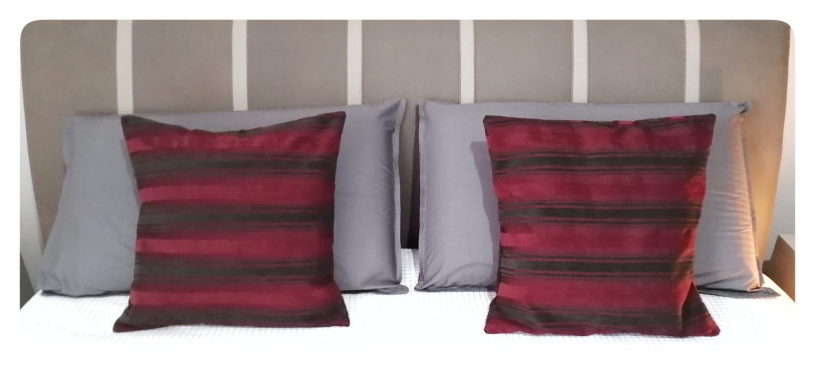 Kissen handgefertigt 45 x 45 gestreifte Kissen Burgunder | Etsy